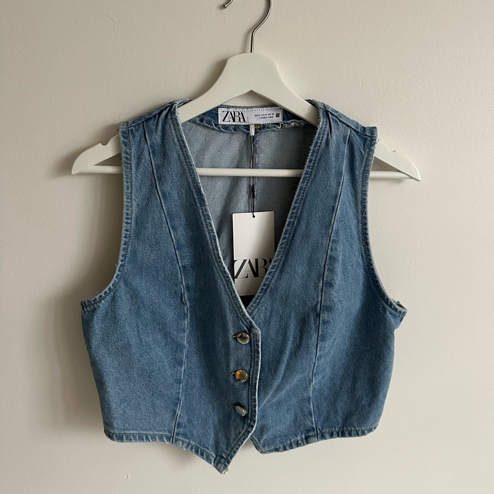 Zara Denim Buttoned Vest